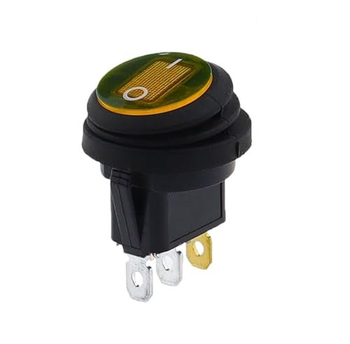 1 pulsante impermeabile con interruttore a bilanciere luminoso da 12 V 220 V, apertura da 20 mm, interruttori a punto argentato rotondi a 3 pin a forma di barca(Yellow 3pin,220V)