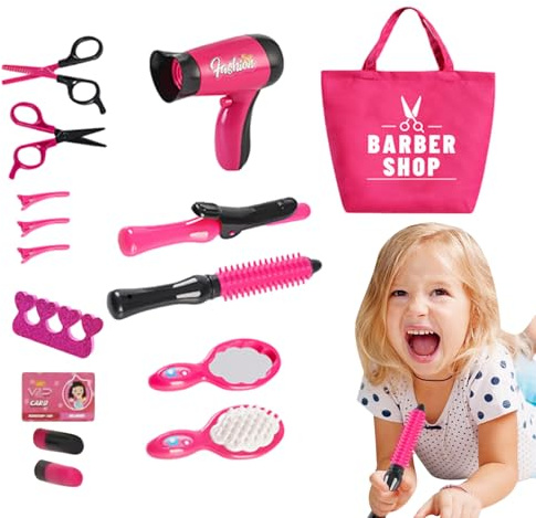 Ensemble de coiffure, ensemble de coiffure simulée - Ensemble de coiffure pour enfants Jeu de cheveux pour filles Ensemble de cheveux sèche-cheveux de beauté prétendant Set de salon - Jouets colorés