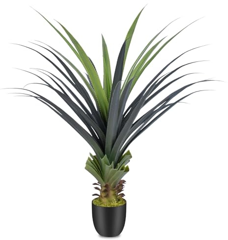 Keeplush 4FT Artificial Spiked Agave Plants, Artificial Plants Outdoor UV Resistant, 115cm Small Artificial Plants Indoor Perfect for Front Porch, Patio, Home, Office Decor