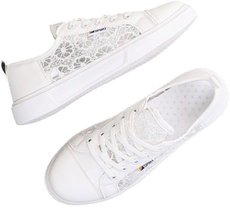 UK Women Summer Embroidery Lace Plimsoll Trainers Lace up Mesh Sneakers Shoes, Ladies Low Top Slip on Summer Beach Pumps Fashion Trainers Casual Flat Shoes Footwear