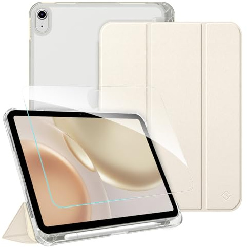 Fintie fodral för iPad 11. Generation 2025 11 tum, iPad 10. Generation 2022 10,9 tum med skyddsfilm – ultratunn lätt transparent baksida skyddshölje fodral skydd med pennhållare, stjärnljus