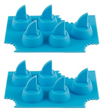 Flaroey Silicone Sharks Fin Shape Ice Tray for Freezer,Diy Sharks Fin Jello Mould Mold, Sharks Lovers Ice Molds Gift 2pcs