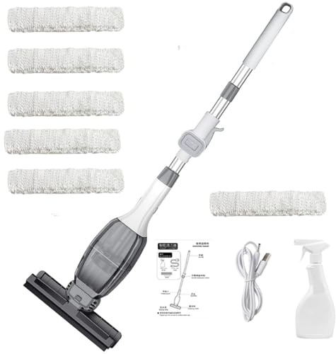 Nettoyeur de vitres portable Machine de nettoyage de vitres avec batterie rechargeable, réservoir d'eau de 100 ml, temps de travail de 25 minutes, adapté aux fenêtres, carrelages, 10 cleaning cloths