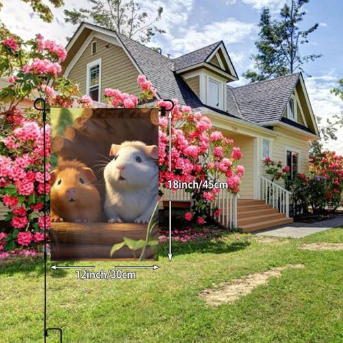 AEKGOHP Impression cochons d'Inde sur mât de drapeau de jardin extérieur décoration double face 30,5 x 45,7 cm