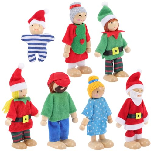 SUPVOX 7pièces Jeu de Poupées Familiales pour Maison de Poupée Coffret de Jeu avec Mini-poupées et Maisonnette