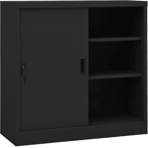 HFXHIJXQ Armadio da ufficio con porta scorrevole, antracite, 90 x 40 x 90 cm, in acciaio, con serratura, portata 60 kg, silenzioso, in metallo, multiuso, per ufficio, casa, ufficio, garage