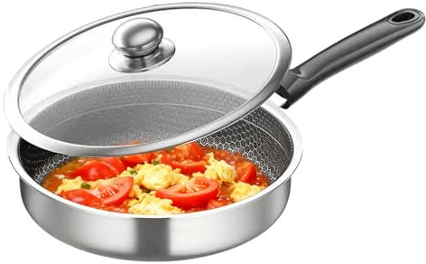 Générique Stufa a Rivestimento Antiaderente - Utensile da Cottura a Induzione con Coperchio Trasparente | Stufa a Spessore | per Campeggio, Cottura Elettrica, Cucina a Casa e Ristorante