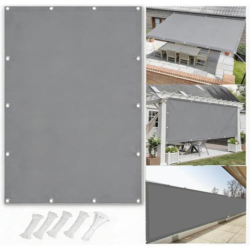 Tenda a Vela Parasole - 4x5M Grigio Scuro - Vela Ombreggiante Rettangolare, Telo Tende da Sole per Esterno Impermeabile con Fune e Occhiellato Protezione UV per Balcone Giardino Terrazza