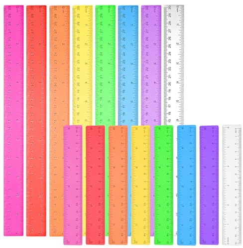 JJUNW 16 Stück Lineal 30cm, 15cm Farbiges Kunststoff Lineal Bunt Lineals