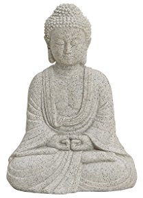 Buddha-Figur sitzend, 13cm in Grau | Deko-Artikel für Wohnung, Haus & Garten | Buddha-Skulptur, Wohnaccessoire ideal als Geschenk | Buddha-Statue Feng Shui Dekoration | Garten-Figur