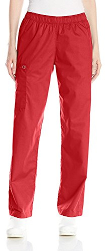 WonderWink Pull-on Cargo Pant Pantaloni Medici Scrubs, Rosso, L Donna
