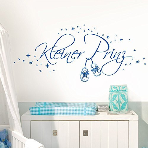Wandaro Wandtattoo Kinder Sterne Kleiner Prinz I hellblau (BxH) 100 x 37 cm I Kinderzimmer Babyzimmer Jungen Aufkleber Wandsticker Wandaufkleber Buchstaben E034