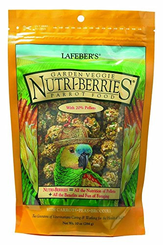 Lafeber Gourmet Garden Veggie Nutri-Berries, Balanced Bird Food with Carrots, Peas, Broccoli, Meal Or Snack Option, for Parrots, 4 Pack, 10 oz Each