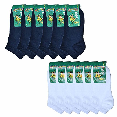 Fontana Calze, 12 par babystrumpor i bomull Scotia-tråd stretch pariskota., 6 blå 6 vit, 26-30