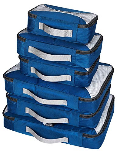 G4Free 6 st/9 st packkuber nät resa bagage väska set packorganiserare, marinblå, (1S+2M+2L+1XL)-6PC, Resväska