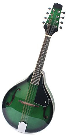 ULTNICE Mandoline Instrument, 8-String Linden Mandoline mit Palisander Verstellbare Brücke Griffbrett Stahlsaite (grün)