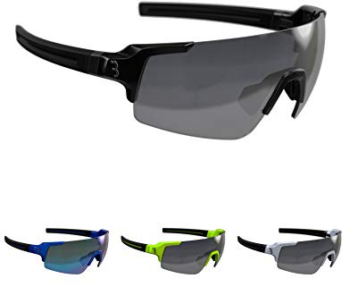 BBB Cycling Fahrradbrille FullView | Herren und Damen Sportbrille Sonnenbrille | mit drei Wechselgläsern | Polycarbonat Grilamid | MTB Rennrad Urban Radsport | Glänzend Schwarz | BSG-63
