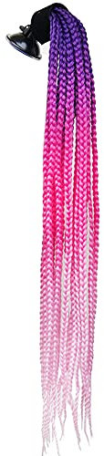 3T-SISTER Helm Zöpfe Gradient Rampe Helm Pferdeschwanz Helm Haar mit Saugnapf Haarschmuck für Motorrad Fahrrad 1 STÜCKE 24 Zoll (Ombre Purple pink)