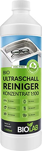 BIOLAB Limpiador ultrasónico orgánico concentrado 1000 ml – para limpieza de gafas, joyas, dentaduras dentales, monedas, líquido de limpieza ultrasónica para dispositivo de limpieza ultrasónica