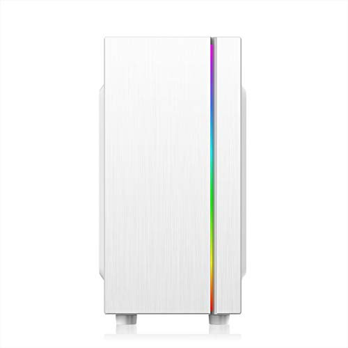ZXCVBNAS Boîtier PC Gaming - USB2.0 Port - Verre Trempé Panneau latéral CÂBLES - Tais Eau de Refroidissement Prêt - éclairage RGB intégré - Noir/Whine,Blanc