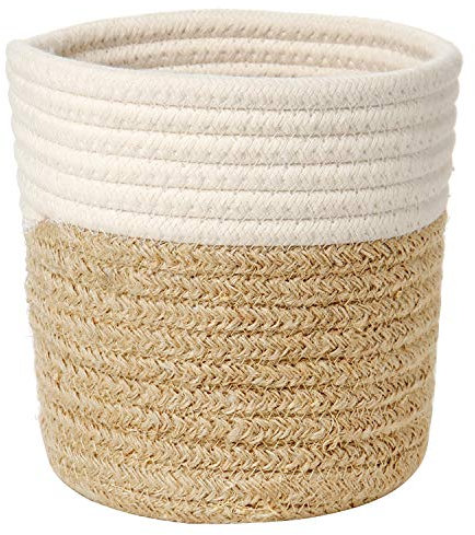 Briful Panier en corde de coton tissée de 15 x 15 cm pour pots de fleurs d'intérieur en corde de jute pour plantes, jouets, travaux manuels, décoration d'intérieur moderne