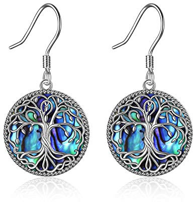 YFN Arbre de Vie Série Boucles d'oreilles Argent Sterling Pendentif Noeud Celtique Bijoux Cadeaux pour Filles Femmes | Bijoux pour fête des mères, remise de diplôme, Noël, Nouvel An, anniversaire, cadeau pour femme, mère, fille