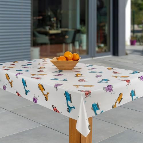 laro Wachstuch-Tischdecke Abwaschbar Garten-Tischdecke Wachstischdecke PVC Plastik-Tischdecken Eckig Meterware Wasserabweisend Abwischbar, Muster:Roller Rimini, Größe:100x180