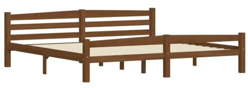 vidaXL Estructura Cama sin colchón Madera Pino marrón Miel 200x200 cm, Cama, Estructura de Cama de Metal, Muebles de Dormitorio