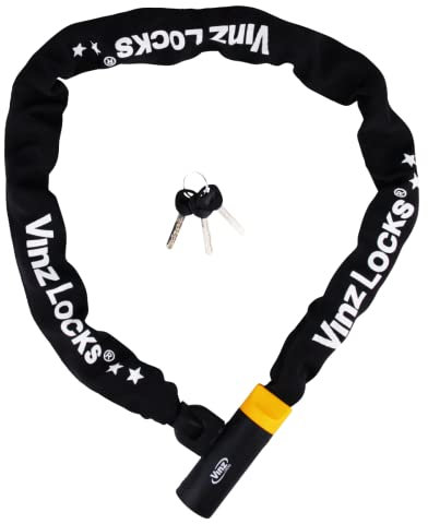 VINZ Salado Kettenschloss | Kette Schloß für Fahrrad | Fahrradschloss mit ART2 Gütezeichen | Panzerschloss aus gehärtetem Stahl 150cm x ø8.3mm