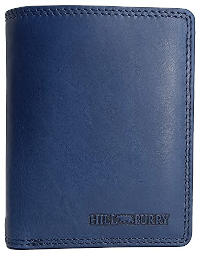 Geldbörse aus Leder für Damen mit RFID-Schutz Münzfach Geldbeutel Geldtasche Portemonnaie Portmonee (Hill Burry Hochformat, Länge ca. 9,8 cm, Höhe ca. 12,7 cm, Breite 2,8 cm, blau)