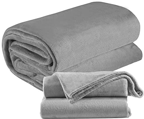 ecosa Morbida coperta in pile, 220 x 240 cm, coperta per divano, coperta calda, coperta per soggiorno, coperta (220 x 240 cm, grigio golo
