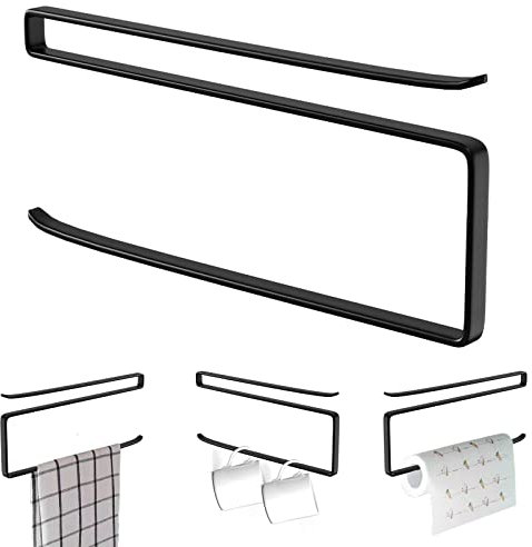Jizxol Küchenrollenhalter Ohne Bohren, Küchenrollenhalter, Küchenrollenhalter zur Befestigung, Schrank, Papierrollenhalter, Serviettenspender, Aufbewahrung für Küche, Badezimmer. (Schwarz)