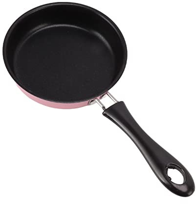 Xinwe Petit Déjeuner Poêle à Frire Isolation Thermique en Acier Inoxydable galvanisé Rond Longue Poignée Facile à Nettoyer Ménage Mini Poêle à Frire (Rose)