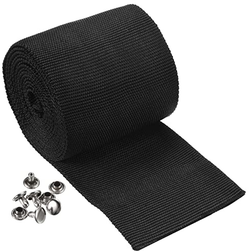 PATIKIL Winch Rope Protector 2m/6.56ft, Polyester Protective Sleeve with Buckle Universal for 7cm/2.76in Width Cable Line, Black