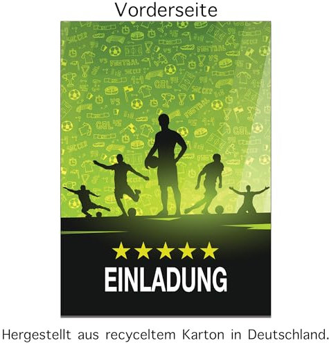 20 x Fussball Einladungskarten mit Briefumschlägen Kindergeburtstag Fußball Einladung zum Kinder Geburtstag für Jungen und Mädchen