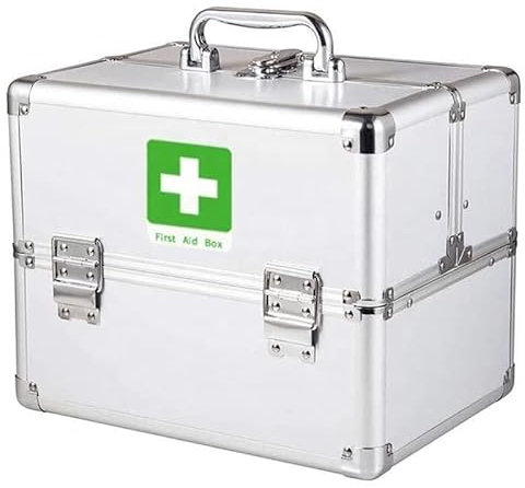 luckxuan Erste Hilfe Set/Verbandskasten Tragbare Aluminium-Medizin-Koffer Erste-Hilfe-Kit mit Schloss Medizinische Notfallaufbewahrungsbox Drogensammlungsbox Familienmedizin Box (Color : Small)