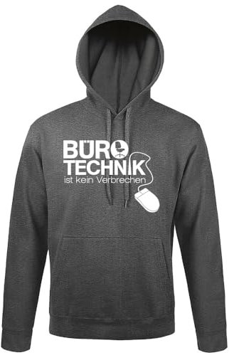 shirt84 Bürotechnik ist kein Verbrechen Männer Kapuzen Hoodie Heather dunkel Grau XL
