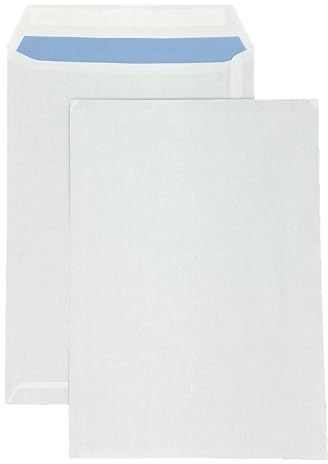 PAKNOR® 50 x vita fraktpåsar DIN C4 229 × 324 mm 90 g kuvert utan fönster rak klaff självhäftande kuvert stora brev a4 bruna brevkuvert C4 företagskuvert (vit, C4 (229 x 324))