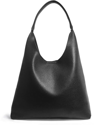 Hobo Bags for Women Soft Vegan Leather Shoulder Handbag Slouchy Tote Purses (Black)