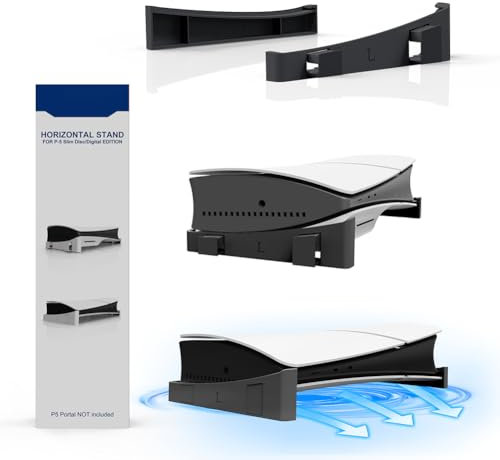 ENCOMAG Horizontaler Ständer für Neue PS5 Slim Konsole mit 4 USB Hub Aufbewahrungsständer-Halterung Zubehör Seitenständer-Basis, platzsparend Kompatibel mit Play Station 5 Slim Disc&Digital Edition