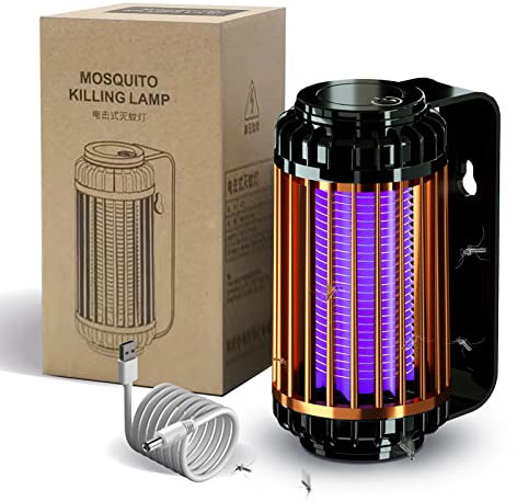 Bseical Antizanzare Elettrico Portatile USB, Zanzariera Elettrica da Interno, Lampada Zanzare Esterno, Lampada Antizanzare Ricaricabile, Anti Zanzare Mini Campeggio UV Luce 50m² (Ricaricabile, Oro)