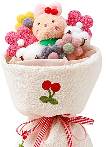 HERCHR Ramo De Flores De Muñeca De Felpa con Luz LED, Muñeca Suave De Felpa, Ramo De Flores Lindas, Flores Falsas, Oso De Peluche, Conejos para El Cumpleaños del Día De San Valentín(#1)