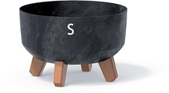 MELTOM Blumentopf Schale mit Füßen Einsatz Blumenschale Kräutertopf Übertopf (Anhrazit Beton, S-23cm)