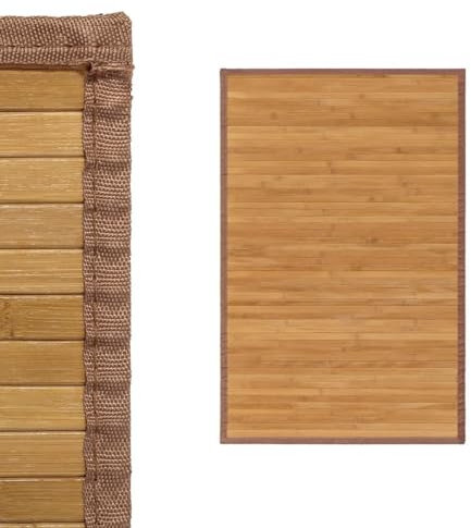 Alfombra Antideslizante, Alfombra de Madera de Bambú, Antimanchas, Resistente a la Humedad, para Salón, Dormitorio, Cocina, Baño, Pasillo (Natural)