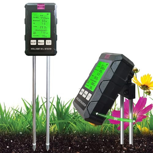 Cuteefun Testeur Humidité Plante, 6 en 1 Kit D'Testeur de Sol avec Lumière/pH/Température/Humidité/Fertilité, pH Metre Sol pour Le Jardinage, l'agriculture, Les Plantes D'IntéRieur et D'Extérieur