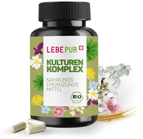 Lebepur Kulturen Komplex – 30 lebende Bakterienstämme & 20 Mrd. KBE pro Kapsel – 90 magensaftresistente Kapseln – OHNE Inulin (Fruktosefrei) – Mit Vitamin B2 & B6 – Vegan