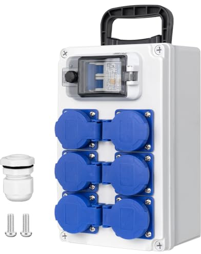 CHENGPI Coffret Électrique de Chantier,Répartiteur Mural 250V/16A,Distributeur de Courant Électrique avec Disjoncteur - Boîte de dérivation