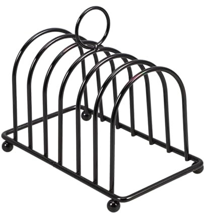 Amosfun Slice Toast Rack, 6 Slot Toast Holder Rack with Easy Carry Loop Handle, Metal Sliced Toast Display Rack for Kitchen, Counter Top, Cafe Shop