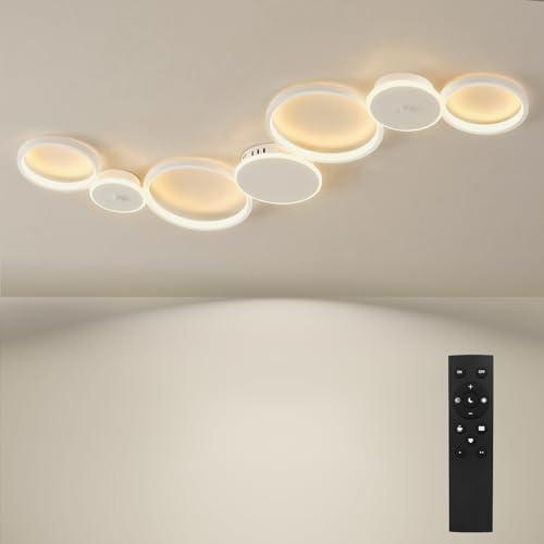 BAYHT Deckenleuchte LED Wohnzimmerlampe Weiße Runde LED Deckenlamp Dimmbar 62W 5300LM mit Fernbedienung 3000K-6500K Geeignet für Wohnzimmer, Deckenleuchte Schlafzimmer