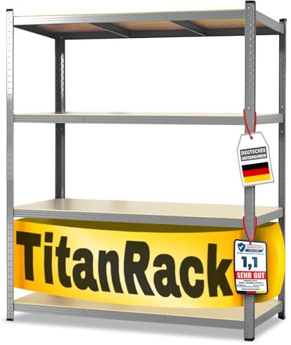 KARAT Schwerlastregal XXL, verzinkt 200 x 180 x 60 cm, Lagerregal für Garage, Keller und Werkstatt - Steckregal, Weitspannregal, Kellerregal, Werkstattregal (TitanRack Big)